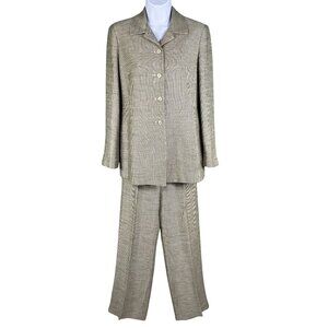 Rena Rowan Womens 4 Linen Blend Pinstripe 2-Piece Pant Suit Set Career Wear